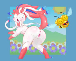 anus arthropod ass bodily_fluids combee eeveelution female feral fullfolka genital_fluids genitals hi_res male nintendo pokémon_(species) pokemon pussy pussy_juice sylveon video_games