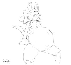 1girls 2018 anthro belly big_belly canine dated fetal_movement flat_chest furry furry_only hi_res impregnation longlevy lucario mammal monochrome nintendo no_nipples pokemon pokemon_(species) pokemon_dppt pregnant pussy shugowah_(character) signature simple_background sitting sketch solo text tongue tongue_out video_games watermark white_background