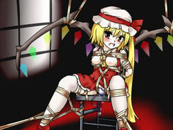 blush bondage breasts crotch_rope cum flandre_scarlet lili_(artist) lilish nipples panties rope tears thighhighs touhou underwear vibrator