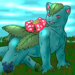 all_fours anthro artist_request ass color day male male_only nintendo nude outdoors penis pokémon_(species) pokemon pokemon_rgby side_view solo tagme venusaur