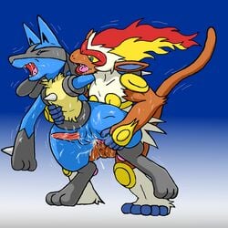 2boys color cum dragon_soul_e feral forced_yaoi fur infernape interspecies lucario male male_only multiple_males nude penis pokemon pokemon_(species) rape sex standing tagme yaoi