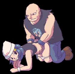 9_6 animated bald bald_man cueball dawn_(pokemon) doggy_style female human human_only male npc_trainer pokemon roughneck straight