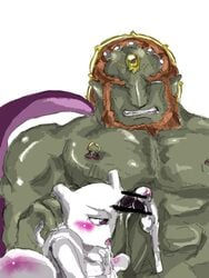 boner censored crossover erection ganondorf ganondorf_(twilight_princess) gay green_skin male male_only mewtwo nude pokemon pokemon_(species) srmamorimori straight_hair super_smash_bros. the_legend_of_zelda twilight_princess