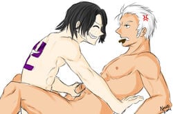 2009 2boys gay handjob male male_only navo one_piece portgas_d_ace smoker_(one_piece) straight_hair yaoi