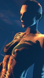 1girls 3d 3d_(artwork) black_lips black_lipstick brown_eyes brown_hair clavicle collarbone erect_nipple erect_nipples eyeshadow female female_focus female_only fit fit_female full_body_tattoo itwasmedio jack_(mass_effect) mass_effect mass_effect_3 navel nipples no_bra nude nude_female ponytail sfm shaved_head shaved_pussy shoulders slim small_breasts solo solo_female solo_focus source_filmmaker subject_zero tattoo tattoos toned toned_body toned_female toned_stomach