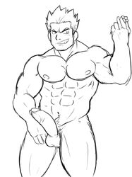 abs blonde_hair erection gay juggermelon lt_surge male male_only muscles muscular nintendo penis pokemon smile solo tagme uncensored