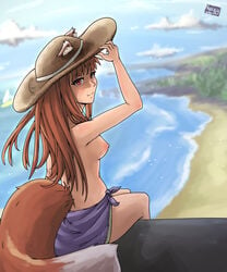 2020 clothing cute hat holo kemonomimi nyaxxy shades sideboob spice_and_wolf tanned topless