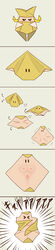 animate_inanimate anthro blonde_hair breasts female genitals hair hi_res humor japanese_text long_image mario_(series) murabito-h olivia_(paper_mario) origami paper paper_mario paper_mario:_the_origami_king papercraft pussy solo tall_image text