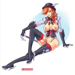 bottomless breasts female functionally_nude genderswap_(mtf) hat high_heel_boots high_heels nipples roman_torchwick rule_63 rwby supersatanson tagme thigh_boots topless