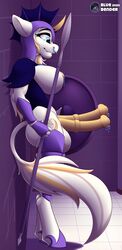 1futa absurd_res accessory animal_genitalia animal_penis anthro areola armor athletic athletic_futa balls big_balls big_penis blue_bender blue_eyes bodily_fluids breasts cock_ring diphallia diphallism equid equine equine_penis erection facial_piercing friendship_is_magic furry futanari genital_fluids genital_piercing genitals hasbro headgear helmet hi_res holding_object holding_weapon horn intersex jewelry mammal medial_ring melee_weapon multi_genitalia multi_penis my_little_pony nipple_piercing nipples nose_piercing nose_ring penis penis_accessory penis_jewelry penis_piercing piercing polearm precum royal_guard_(mlp) shield solo spear unicorn weapon