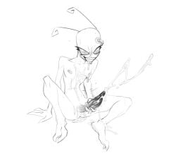 1futa alien big_penis breasts cum cum_on_body ejaculation erection futa_only futanari ihopmug invader_zim irken male_on_futa masturbation monochrome nude orgasm penis rule_63 self_upload sketch solo tak tak_(invader_zim) tapering_penis white_background