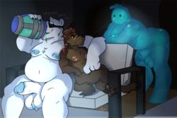 3boys anthro ass balls bear blush canine chubby dire_(fortnite) flaccid fortnite gay goo goo_creature male male/male male_only mammal musclegut muscles muscular nipples nude pecs penis polar_bear polar_patroller_(fortnite) rippley slurp_(fortnite) sylvanedadeer tagme video_games wolf