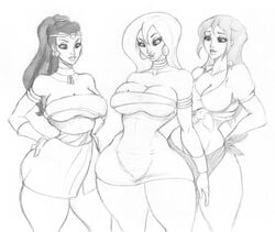 3girls beauty_mark bust busty cleavage crossover curvaceous curvy curvy_body curvy_figure curvy_hips disney disney_channel drawing female female_only henrik-drake heroines hhammerh hips jane_porter kim_possible legs lower_body mole mole_above_mouth mole_on_breast monochrome naoh_(tarzan) pencil_drawing pencil_sketch rough_sketch rsahnp short_dress tarzan_(1999_film) the_legend_of_tarzan thick_legs thick_thighs thighs traditional traditional_art upper_body vivian_porter voluptuous waziri wide_hips