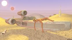 1girls 3d ahsoka_tano alien alien_girl alternate_version_available animal_skull breacken_(artist) clone_wars desert deviantart dewback female female_only landspeeder lying lying_on_back lying_on_vehicle moisture_vaporator nude orange_skin outdoors sand skull solo source_filmmaker speeder star_wars sun sunset tatooine togruta vehicle