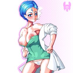 breasts breasts_out bulma_briefs cameltoe canon_smoker cigarette dragon_ball dragon_ball_z exposed_breasts female female_only panties shirt_pull smoking solo_female undressing vanilla_buns white_panties