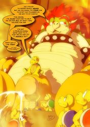 6+boys 7boys anthro arty_stu balls blush bodily_fluids bowser cum cum_in_mouth cum_inside cum_on_face dialogue english_text genital_fluids genitals glans group handjob hi_res koopa koopa_troopa macro male male/male male_only mario_(series) multiple_boys nintendo penile penis scalie sex sitting size_difference speech_bubble standing tail testicles text video_games