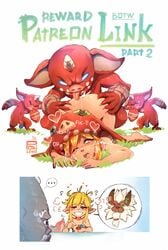 all_fours anal anal_sex androgynous ass blonde_hair blue_eyes bokoblin bokoblin_(breath_of_the_wild) bokoblin_mask breath_of_the_wild closed_eyes doggy_style erection femboy feminine_male gay glowing_eyes grass heart heart-shaped_pupils highres horns kilton link long_hair lynel_mask mask monster nude one_eye_closed penis pointy_ears pokilewd red_skin rupee sex single_horn smile snout symbol-shaped_pupils teeth the_legend_of_zelda the_legend_of_zelda:_breath_of_the_wild yaoi