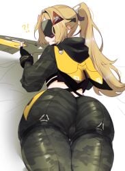 1girls artist_request ass female female_focus female_only large_ass light-skinned_female light_skin looking_at_viewer looking_back solo thick_thighs thighs trigger_(zenless_zone_zero) wide_hips zenless_zone_zero