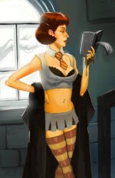 1girls 2014 big_ass bra breasts cleavage female female_only ginny_weasley harry_potter red_hair short_skirt skirt solo solo_female tagme_(artist)