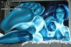 1girl 2025 2026 2d 4k absurd_res absurdres ai ai-created ai-generated ai_art ai_assisted ai_created ai_generated alphai anime big_breasts blue_lips blue_skin blushing bob_cut body_paint breasts bust busty cinematic_lighting close-up colorful_background cortana depth_of_field detailed_hair detailed_skin detailled_background dramatic_shadows eyelashes eyeliner feet feet_fetish feet_focus female_face female_focus gigantic_breasts halo_(game) halo_(series) high_quality high_resolution highres horny huge_breasts large_breasts look_at_viewer low_angle naughty_face nipples nude on_bed particles patreon patreon_link patreon_url patreon_username perspective raised_eyebrows scanlines seductive_eyes short_hair smile soles solo space spaceship thick_hips volumetric_lighting watermark windows