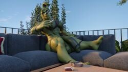 3d_(artwork) abs animatronic anthro armpit_hair ashtray balls belly biceps big_balls big_muscles big_pecs big_penis body_hair cigarette cigarette_box clothing digital_media_(artwork) english_text five_nights_at_freddy's five_nights_at_freddy's_3 flaccid furniture genitals hair hi_res holding_cigarette holding_object huge_balls huge_penis humanoid humanoid_genitalia humanoid_penis hyper hyper_genitalia hyper_penis lagomorph leporid machine male male/male male_focus mammal maulclaw muscular muscular_anthro muscular_male nipples nude pecs penis plant rabbit relaxing robot scar scottgames simple_background smile smoke smoke_from_mouth smoking smoking_cigarette sofa solo solo_focus springdad_(dg254) springtrap teeth text thick_thighs tree