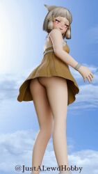 ass ass_focus blushing cat_ears from_behind heart-shaped_pupils nia nia_(xenoblade) short_hair shortstack skirt xenoblade_(series) xenoblade_chronicles_2