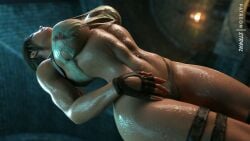 3d abs athletic athletic_female bare_midriff busty female female_focus female_only hourglass_figure lara_croft navel str4hl sweat tagme tomb_raider wide_hips