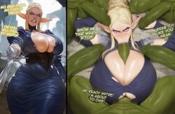 1female 1girls 2d 2d_(artwork) ai_art ai_assisted ai_generated ass biceps big_ass big_breasts big_butt big_thighs biped blonde blonde-haired_female blonde_female blonde_hair blowjob bolt_on_tits breast_implants breasts caption enhanced_breasts fake_breasts female female_focus female_only gangbang gangrape hourglass_figure huge_ass huge_breasts huge_butt human humanoid large_ass large_breasts light-skinned_female light_skin lovelandsai oc orc orc_male paizuri silicone silicone_implants stable_diffusion straight text text_box text_bubble thick_thighs thighhighs thighs voluptuous voluptuous_female