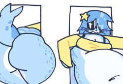 big_ass big_belly fat fat_ass female fundamental_paper_education fundamental_paper_education_oc oc seal stuck stuck_in_doorway