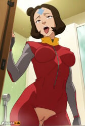 1girls ahegao ai_generated artist_name avatar_legends bodysuit breasts brown_eyes brown_hair facial_mark female_human fingerless_gloves gloves hair_bun hi_res indoors jinora medium_breasts nickelodeon nicktoons open_mouth pussy pussy_juice rule34lab short_hair shower_head solo the_legend_of_korra tongue tongue_out uncensored