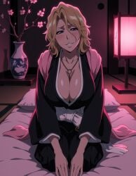 1girls ai_generated bleach female female_only light-skinned_female long_hair looking_at_viewer matsumoto_rangiku orange_hair rangiku_matsumoto tagme