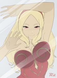 1girls against_glass breasts_against_glass clothed dark-skinned_female gravity_rush kat_(gravity_rush) r3dfive