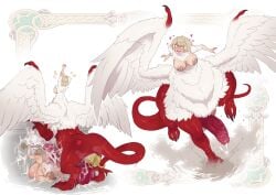 1boy 1futa 2d after_sex balls ballsack boobs breasts busty chimera cock cum cumflation dick dungeon_meshi falin_touden falin_touden_(chimera) futa futa_on_male futanari genital_fluids genitals hi_res highres huge_breasts humanoid hyper hyper_balls hyper_penis incest intersex laios_touden light-skinned_futa light-skinned_male light_skin male penis random_rend scrotum short_hair tagme testicles wings