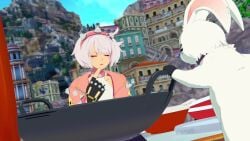3d 3d_(artwork) 3d_animation elphelt_valentine fluids guilty_gear guilty_gear_strive happy kuradoberi_jam legs_spread masturbation no_panties no_pants orgasm orgasm_face outdoors rbf7 sound squirting tagme video