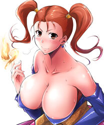 big_breasts clothing dragon_quest dragon_quest_viii female female_focus female_only fire jessica_albert kimura_naoki large_breasts long_hair solo solo_female solo_focus