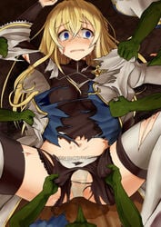 1girls afraid blonde_hair blue_eyes clothing crying crying_with_eyes_open female goblin goblin_male goblin_slayer imminent_rape kneesocks long_hair panties pinned_down priestess priestess_(goblin_slayer) rape rape_face restrained ripped_clothing scared spread_legs tears torn_clothes torn_clothing undressing wetting white_panties wide_eyed