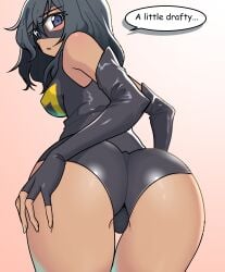 1girls ass big_ass black_hair dark-skinned_female dark_skin female kamala_khan marvel ms._marvel neo_(artist) outfit_swap solo