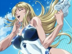 1girls after_swimming ai_generated aibb-painter alternate_costume alternate_hairstyle ass bible_black bible_black_only blonde_hair blue_sky breasts canonical_scene cleavage closed_eyes curvy female fence highleg highleg_one-piece_swimsuit large_breasts long_hair one-piece_swimsuit outdoors poses saeki_kaori school_swimsuit sexy sexy_pose shiny_skin sky smile swim_cap swimsuit tagme teen teenage_girl teenager two-tone_swimsuit water_drop wet wet_clothes wet_hair wet_swimsuit