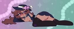 3:1 absurd_res ace_of_spades average_breasts cookie_run cookie_run_kingdom fedora female floofierun functionally_nude head_on_hand long_hair lounging oc original original_character pussy thighhighs