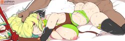 1boy 1girls arms_tied big_breasts bound_wrists breasts_out captured captured_heroine clapping_cheeks clothed_sex dark-skinned_male defeated defeated_heroine elf elf_ears elf_female elsword female green_eyes hair_grab human interracial large_breasts light-skinned_female long_hair male_human/female_elf nipples pinned pinned_down plump_ass pointy_ears prone_bone rape rena_(elsword) rena_erindel restrained restraints rope sex sex_from_behind stomach_bulge tagme thick_thighs vaginal_penetration yanje