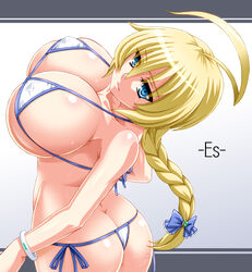 big_breasts blazblue blazblue:_central_fiction blue_eyes clothed_female es_(xblaze) female female_focus female_only izta long_hair looking_at_viewer nipples_visible_through_clothing shortstack solo solo_female solo_focus xblaze