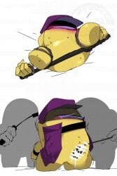 among_us among_us_yellow bondage crewmate_(among_us) cum featureless_ass penis_cage tentacle_penis