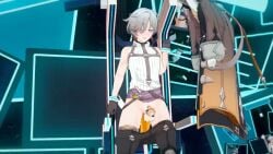 1boy anal anal_insertion anal_sex chastity chastity_cage fucking_machine gay genshin_impact grey_hair illuga_(genshin_impact) kiryuma questionable_consent solo_male tagme video yellow_dildo
