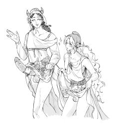 artist_request big_balls big_penis femboy fruit ganymede ganymede_(mythology) gay greek greek_clothes greek_mythology hat homosexual horns long_hair penis penis_out priapus priapus_(greek_mythology) twink yaoi