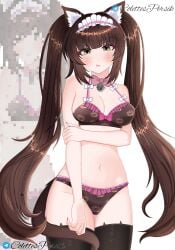 blush brown_hair cat_ears cat_girl cat_tail chocola_(nekopara) colettespersik neko nekopara tail thighs underwear yellow_eyes