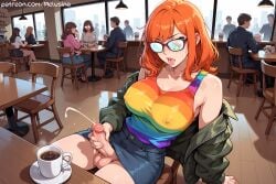 3futas ai_generated balls big_ass big_breasts coffee coffee_cup coffee_mug coffee_shop cum cum_on_cup cumshot cup_of_cum cute_penis erect_penis erection fully_clothed futa futa_focus futa_only futadom futanari futanari_masturbation futanari_only futanarization glasses high_resolution highres masturbating masturbating_futa masturbation melusina more_at_source nerd nerdy nerdy_female nerdy_futa nipple_bulge nipple_outline nipples nipples_visible_through_clothing opaque_glasses orange_hair original original_character public public_exposure public_indecency public_masturbation public_nudity red_hair skirt skirt_lift skirt_pull skirt_up small_balls small_penis testicles tongue tongue_out tounge_out trap