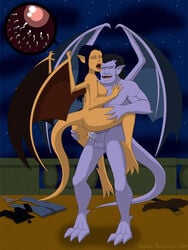 1boy 1girls anthro closed_eyes cum cum_in_pussy cum_inside discarded_clothing disney elisa_maza elisa_maza_(gargoyled) emperorstarscream female gargoyles goliath_(gargoyles) humanoid impregnation male mating_season mature mature_male night nipples nude nude_female nude_male outdoor_sex ovum post_transformation purple-skinned_male purple_skin stand_and_carry_position straight straight_sex vaginal_penetration x-ray yellow-skinned_female yellow_skin