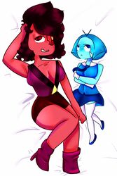 aquamarine_(steven_universe) blue_skin body_pillow cartoon_network gem_(species) red_skin ruby_eyeball sheets steven_universe