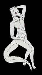 albino albinoart alligator animal_humanoid anthro embarrassed furry fursona humanoid_penis humiliated humiliation male_only masturbation penis precum