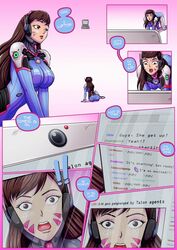 big_ass big_breasts big_penis billvicious black_body breast_expansion comic crying cum_in_ass cum_in_mouth cum_on_breasts d.va forced laptop overwatch purple_skin rape sex sweat white_skin